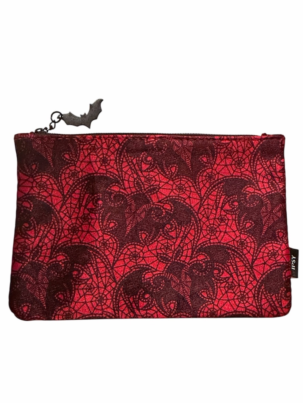 Ipsy Limited Edition Halloween Velour Bats Spiderwebs Cosmetic Pouch Makeup Bag